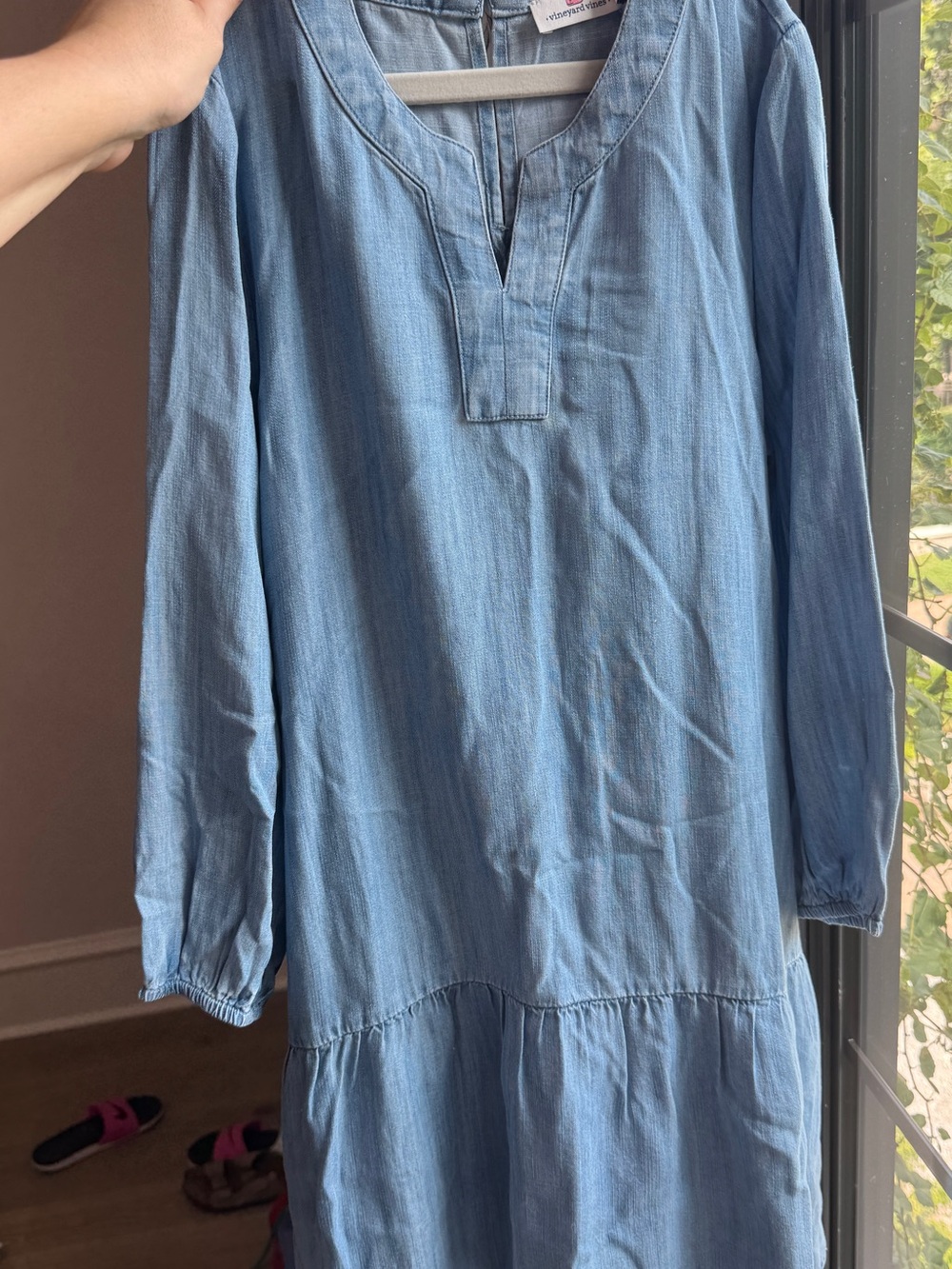 Vineyard Vines Light Blue Chambray Girls Dropwaist Dress